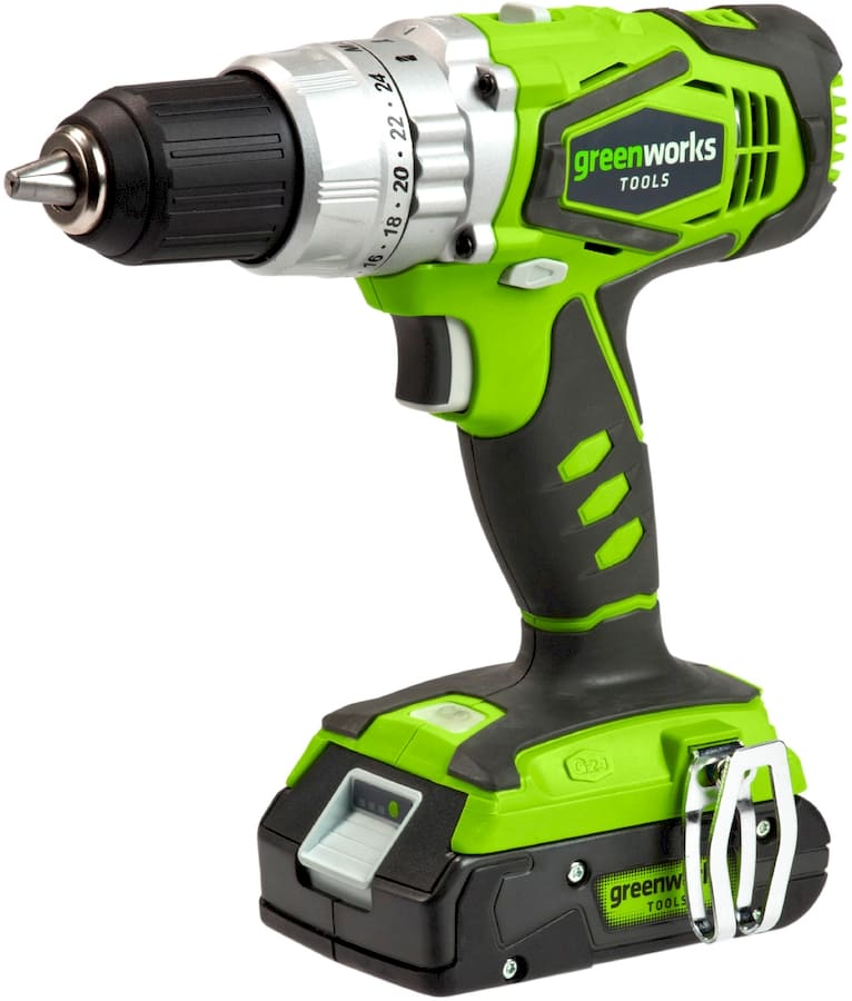 Дрель-шуруповёрт ударная аккумуляторная Greenworks 24V G24CDB2X, c двумя АКБ 2 А*ч и ЗУ, в сумке