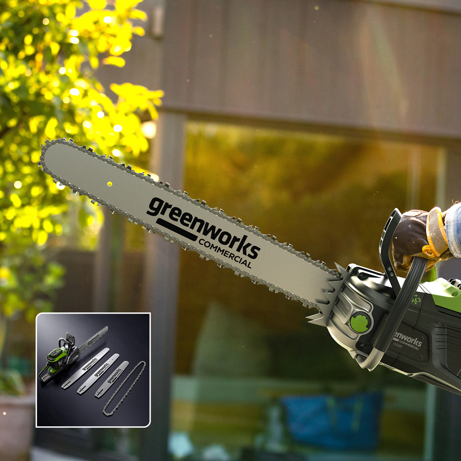 Пила цепная 51 см (5 кВт) аккумуляторная Greenworks 82V OCS800 2009707, бесщёточная, без АКБ и ЗУ