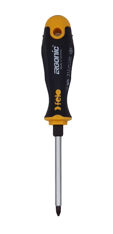 Отвёртка серия 411 Ergonic, PZ1х80 с шестигранником FELO 411 102 40