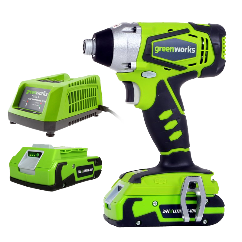 Винтовёрт импульсный аккумуляторный Greenworks 24V G24IDK, c одним АКБ 2 А*ч и ЗУ, в сумке