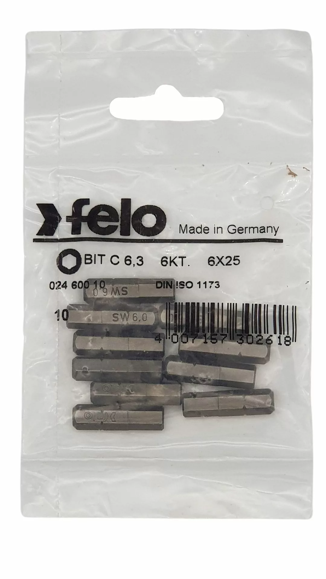 Бит 1/4", SW 6,0х25, серия 024 С 6,3 10 шт. FELO 024 600 10