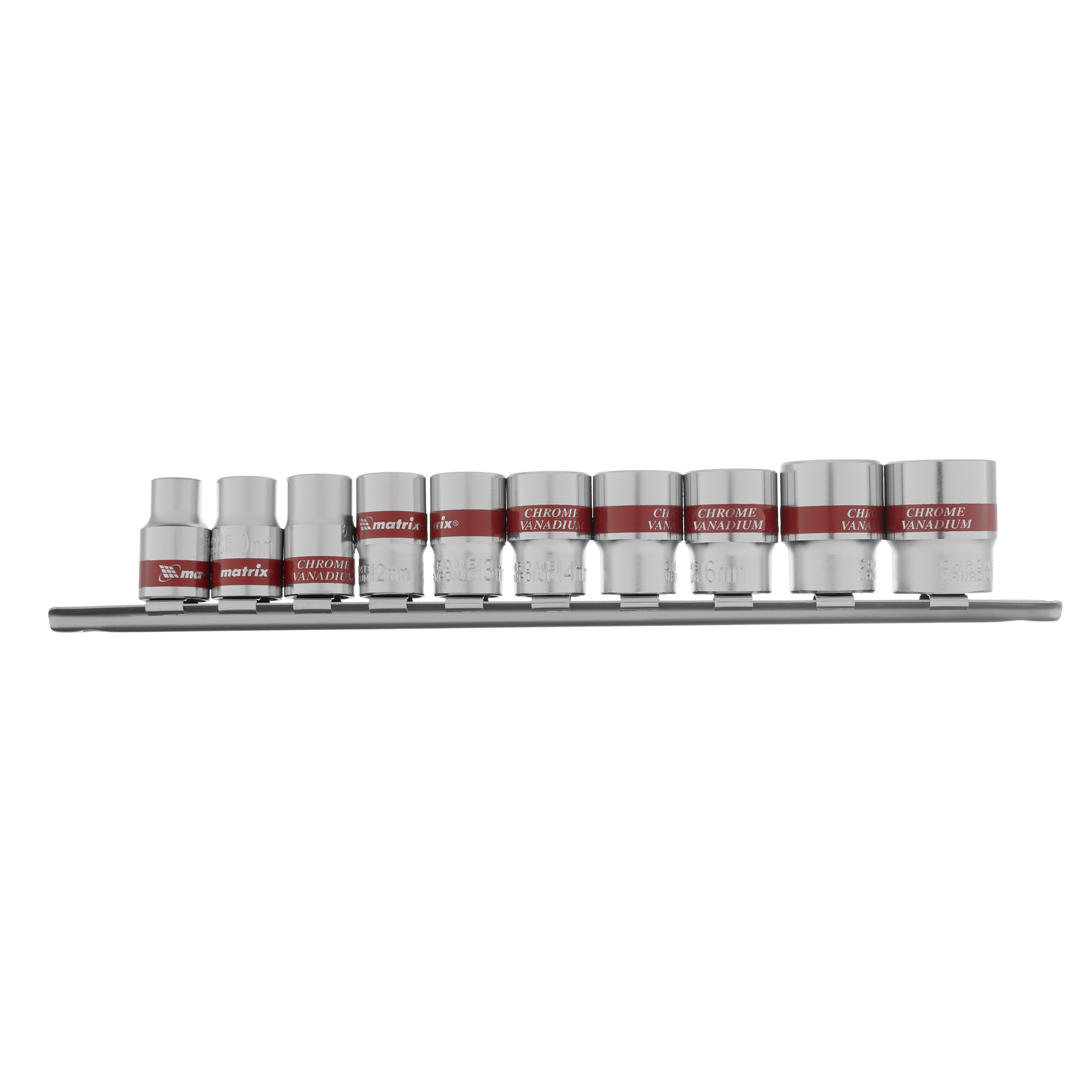 Набор торцевых головок 3/8", шестигранные, CrV, 8-19мм, 10 штук