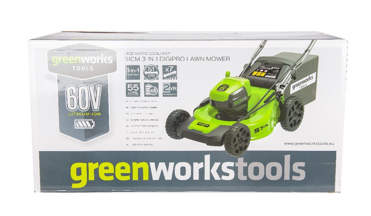 Газонокосилка самоходная аккумуляторная Greenworks 51 см 60V GD60LM51SP, бесщёточная, без АКБ и ЗУ