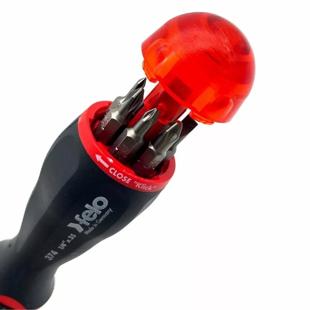 Отвёртка с реверсом и магазином бит/8 шт., серия 374 FELO 374 004 05