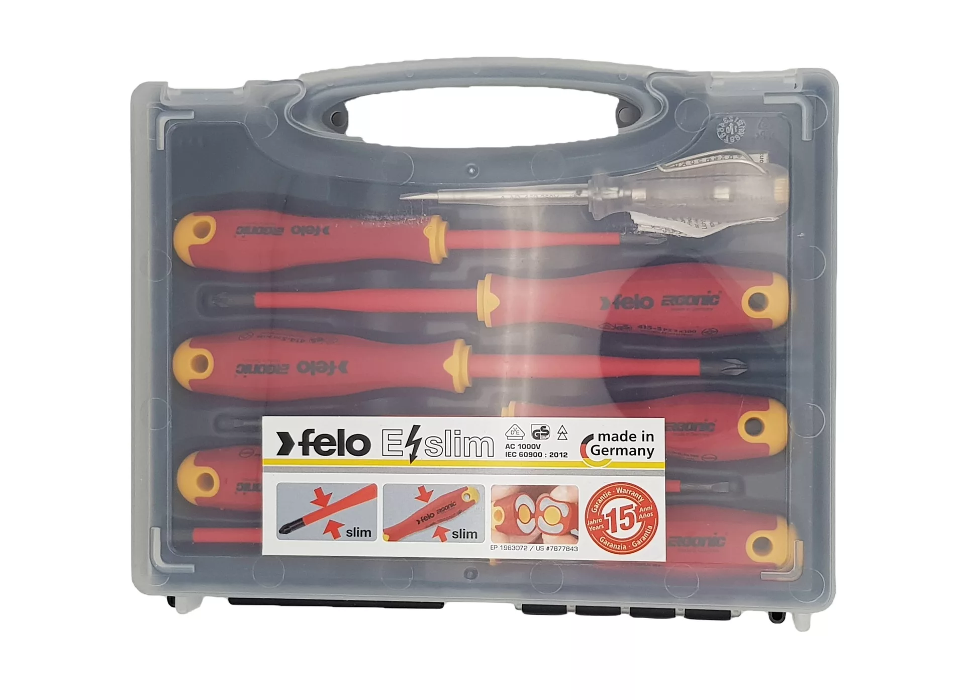 Набор отвёрток ERGONIC E-SLIM диэлектр., серия 413 7 шт. в кейсе FELO 413 807 36
