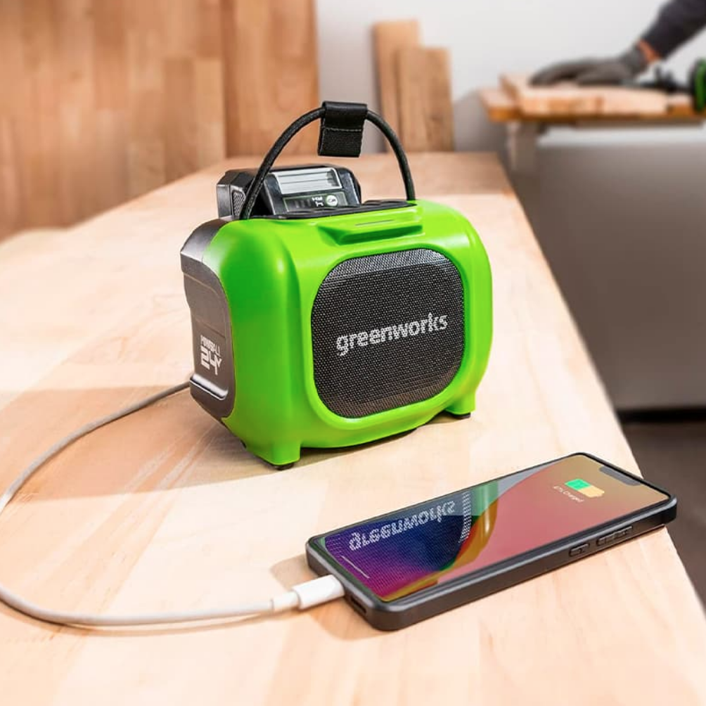 Беспроводная акустическая система аккумуляторная Greenworks 24V/220V GPT-MNBS 3503107, без АКБ и ЗУ