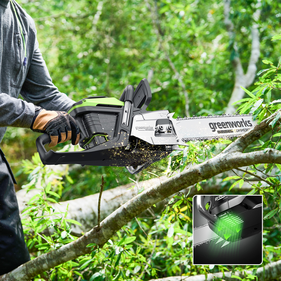 Пила цепная 51 см (5 кВт) аккумуляторная Greenworks 82V OCS800 2009707, бесщёточная, без АКБ и ЗУ