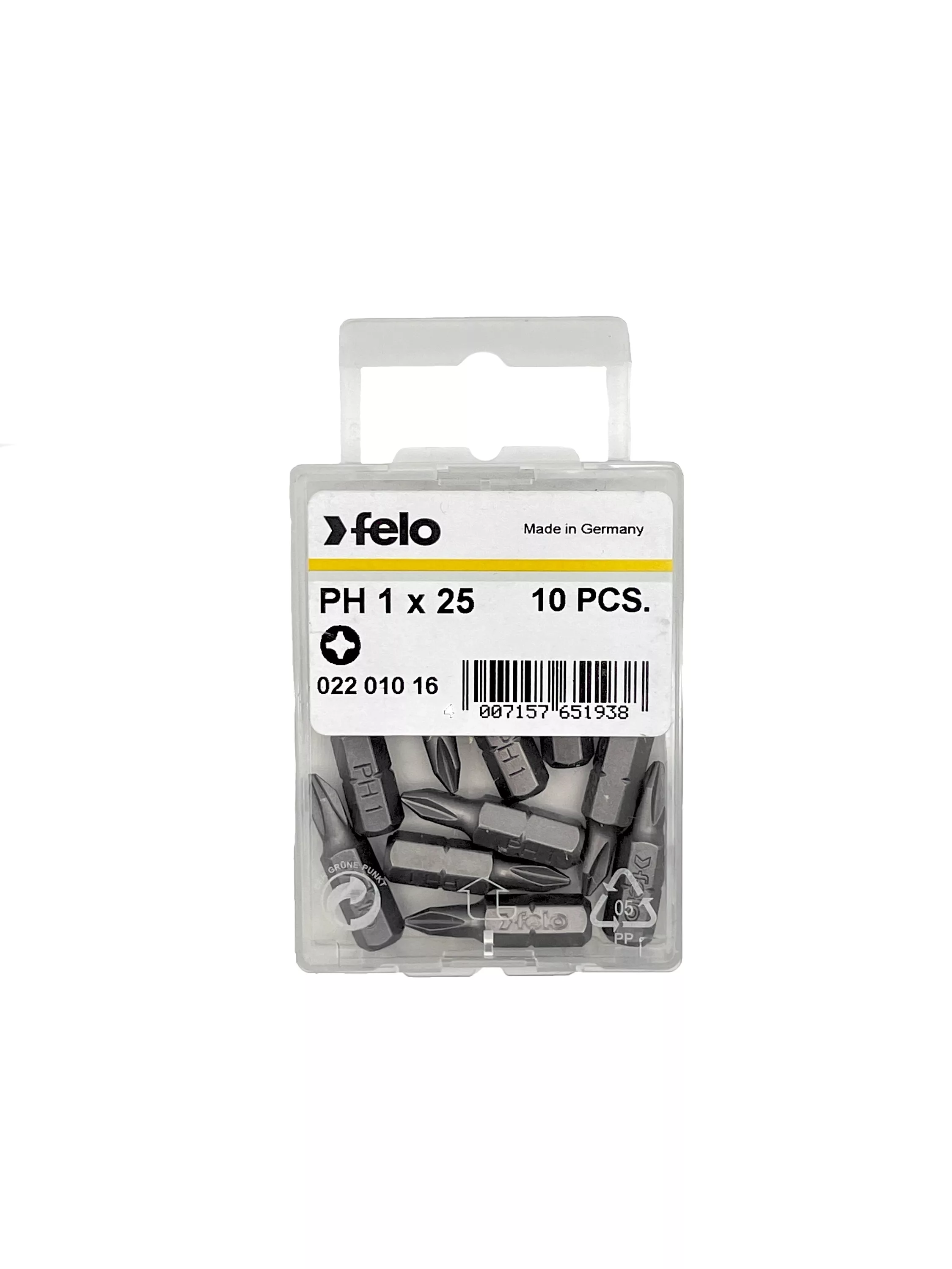 Бита крестовая серия Industrial PH 1X25, 10 шт в пластиковом боксе FELO 022 010 16
