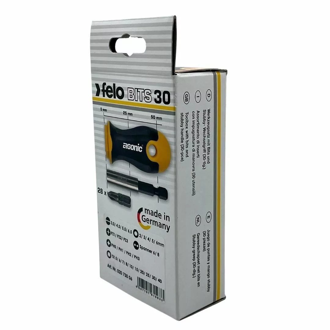 Felo Набор бит SL/PZ/PH/HEX/Tx с рукояткой ERGONIC  и битодержателем в кейсе, 30 шт 02073006
