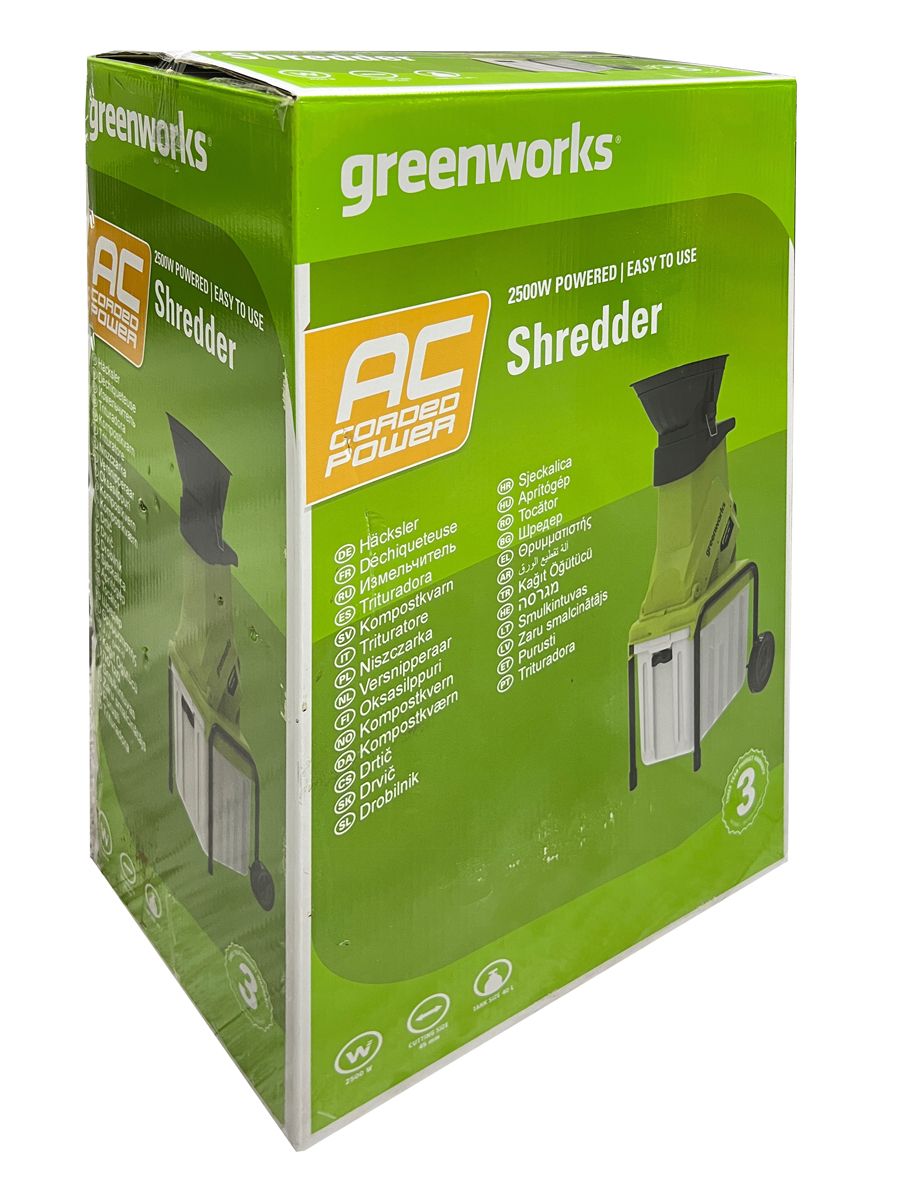 Измельчитель с ящиком электрический Greenworks 230V GACSB 2500W 2206707