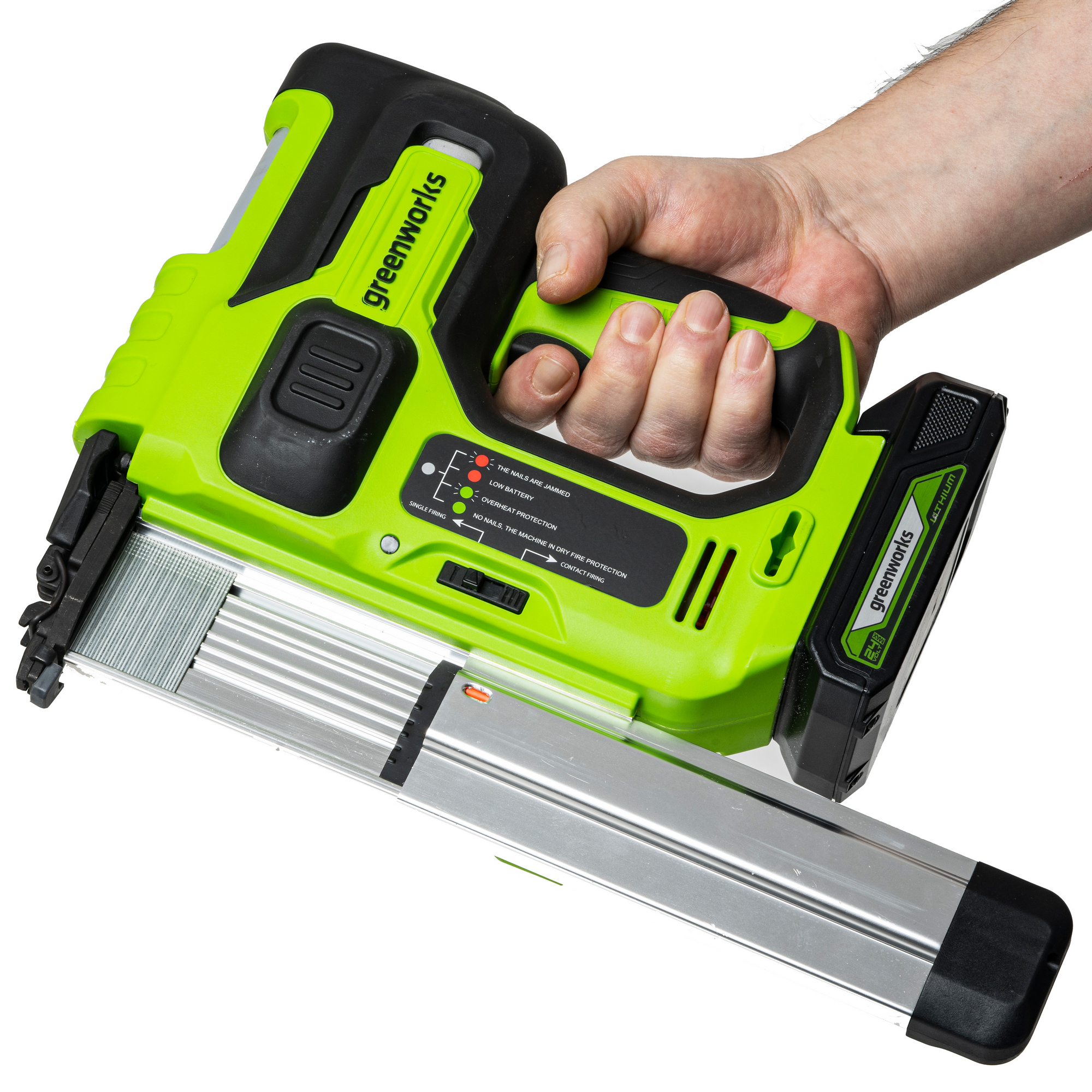 Гвоздезабивной пистолет (нейлер) аккумуляторный Greenworks 24V GD24BN 3400707, бесщёточный, без АКБ и ЗУ