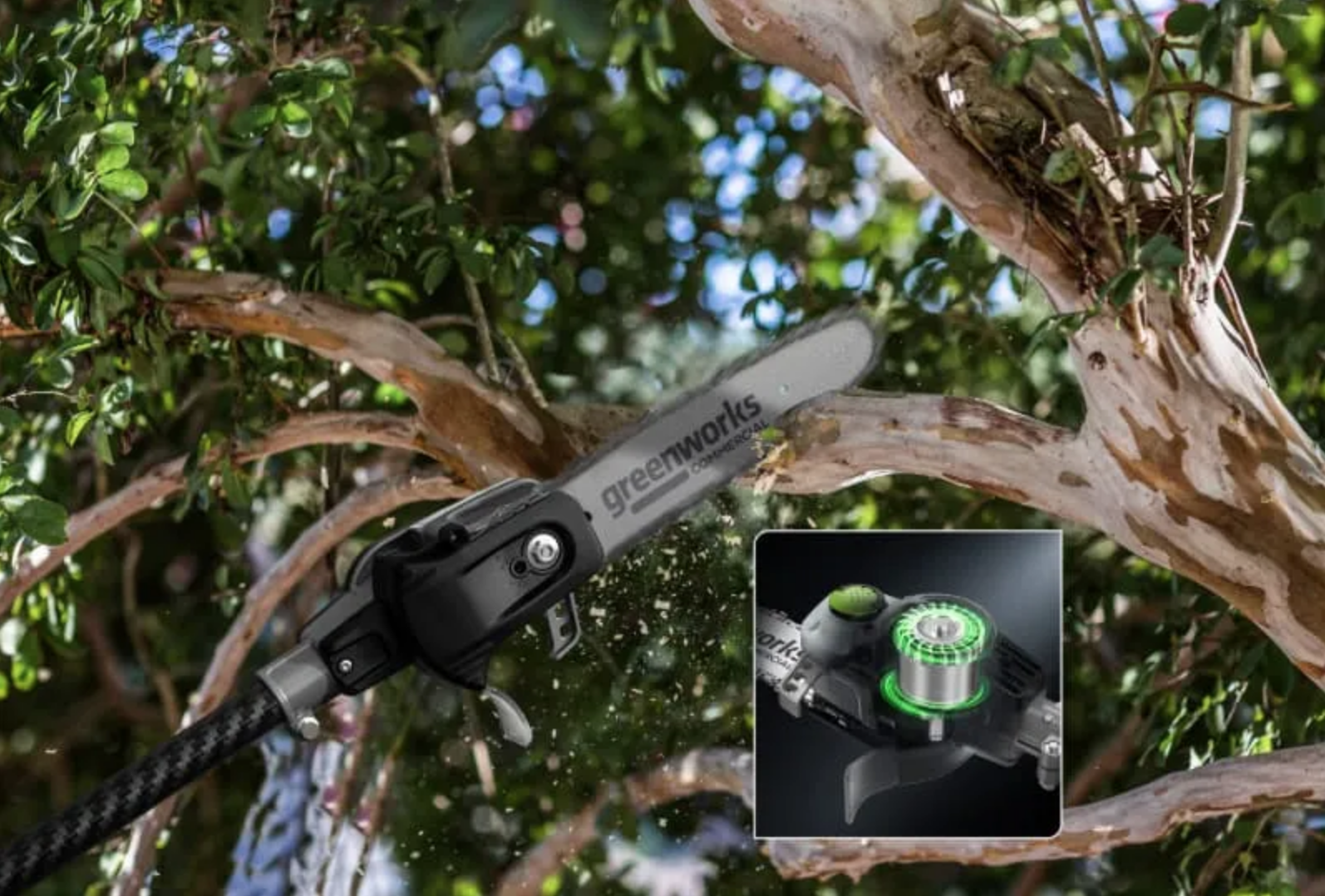 Высоторез – cучкорез аккумуляторный 25 см Greenworks 82V PS102T 1402407, бесщёточный, без АКБ и ЗУ