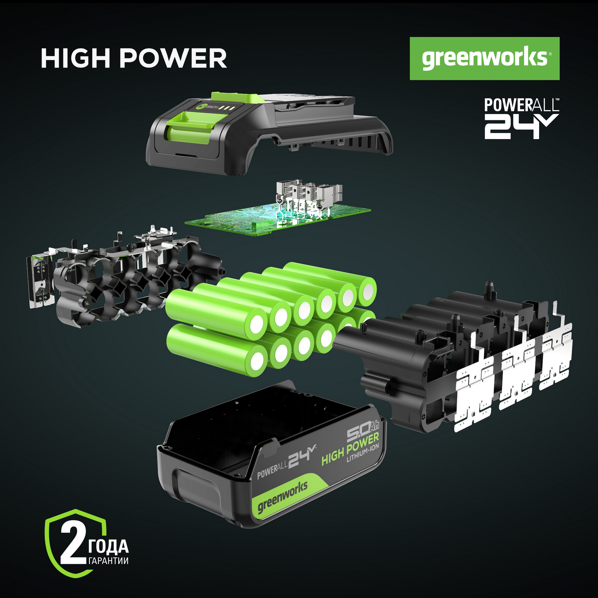 Аккумулятор 5 Ah Greenworks High Power 24V G24HP5 2957807