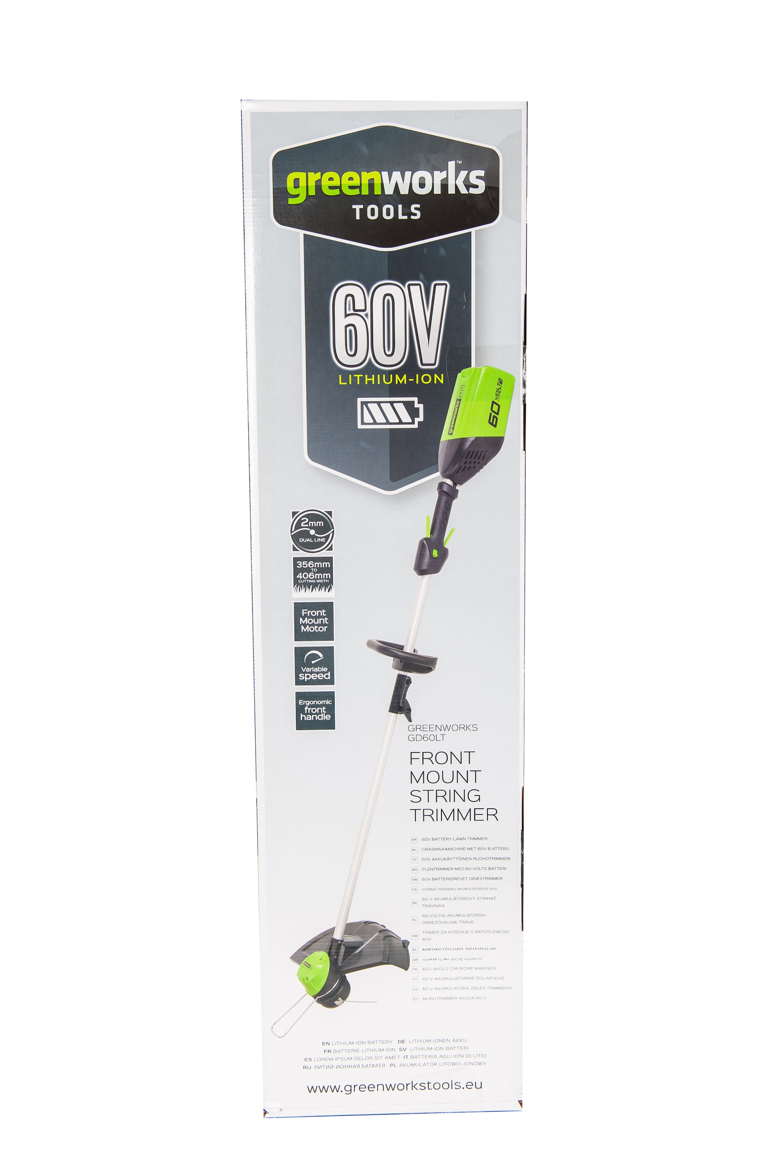 Триммер аккумуляторный Greenworks 40 см 60V GD60LT, бесщёточный, без АКБ и ЗУ