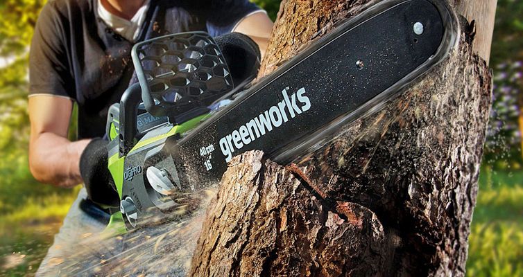 мощная цепная пила гринворкс