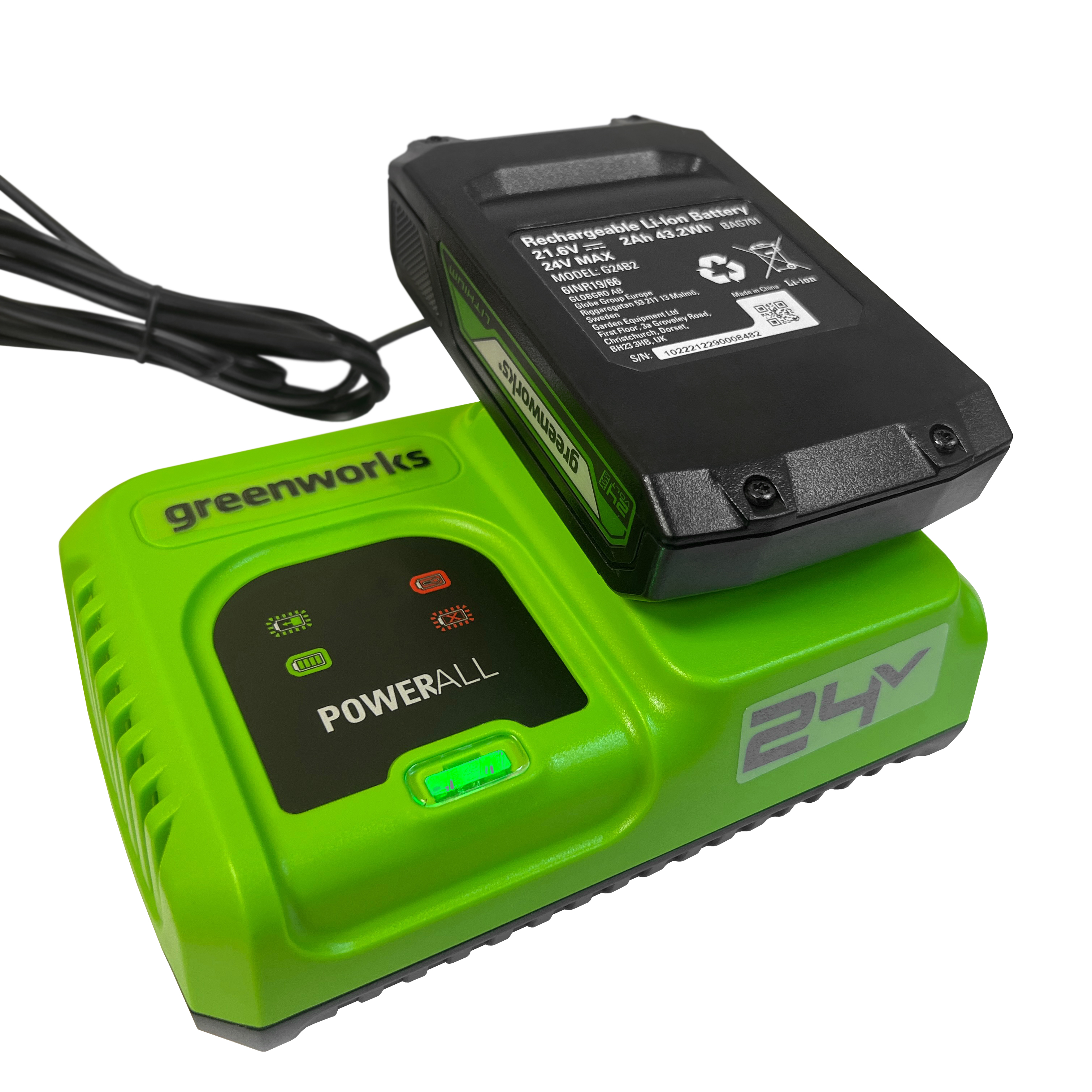 Ультрабыстрое зарядное устройство (8 A) Greenworks 24V G24C8 2958707