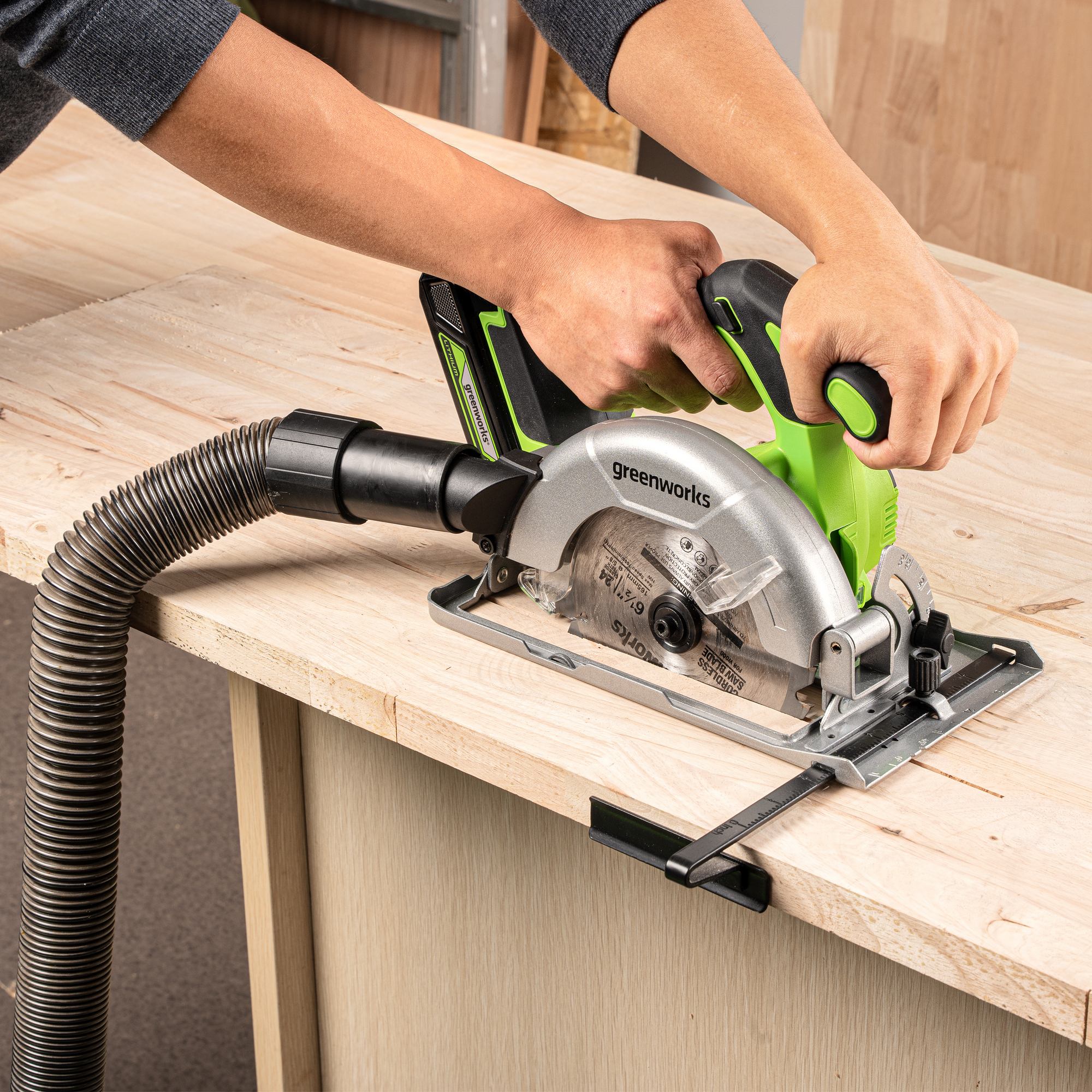 Пила циркулярная аккумуляторная Greenworks 24V GD24CS165 1501607, бесщеточная, без АКБ и ЗУ