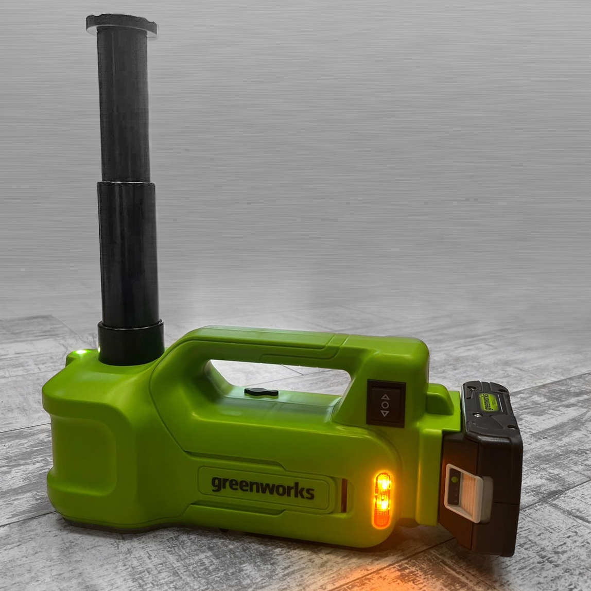 Домкрат автомобильный гидравлический аккумуляторный Greenworks 24V G24JACK 24V 3401407, без АКБ и ЗУ