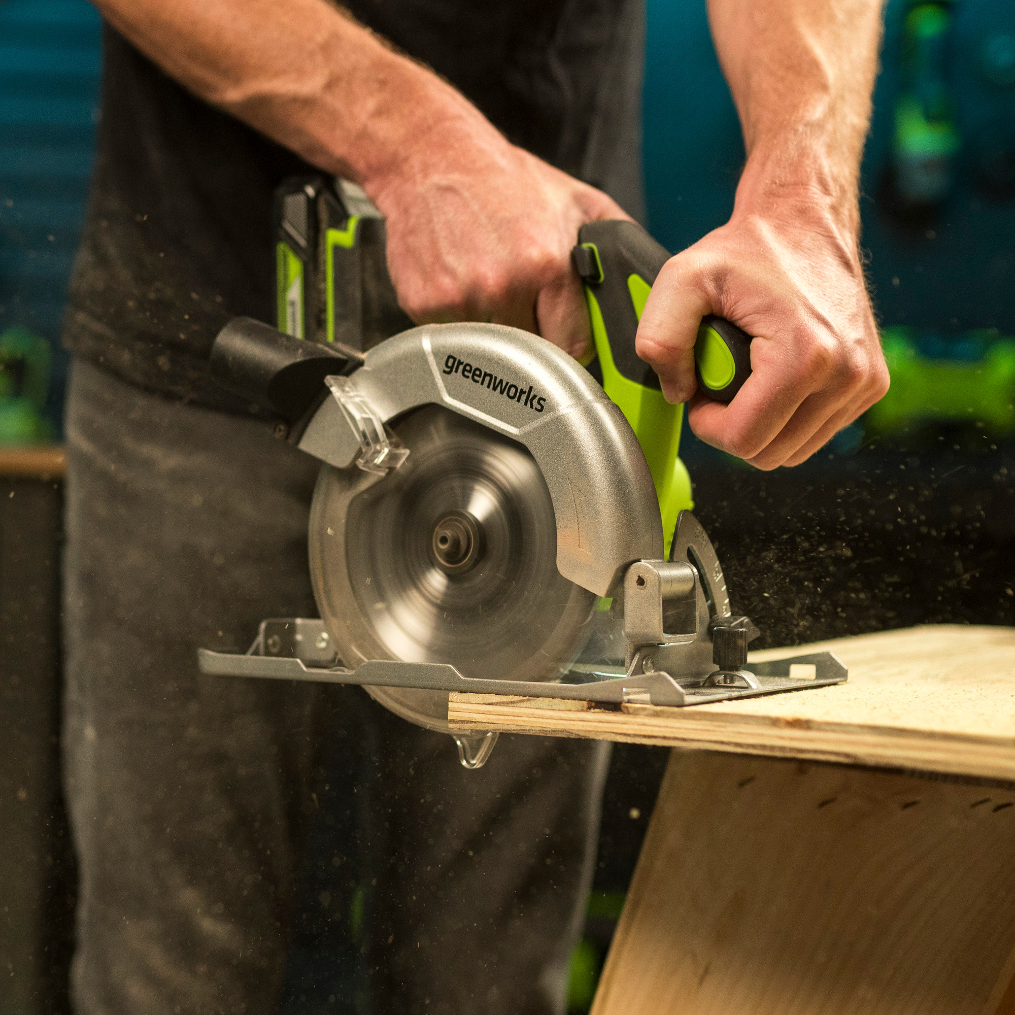 Пила циркулярная аккумуляторная Greenworks 24V GD24CS165 1501607, бесщеточная, без АКБ и ЗУ