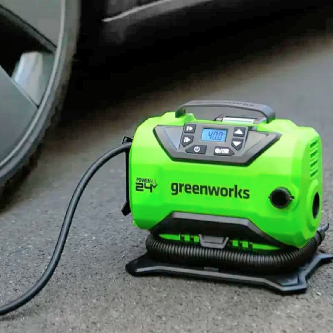 Компрессор автомобильный аккумуляторный Greenworks 24V/12V ACG301 3400807, без АКБ и ЗУ