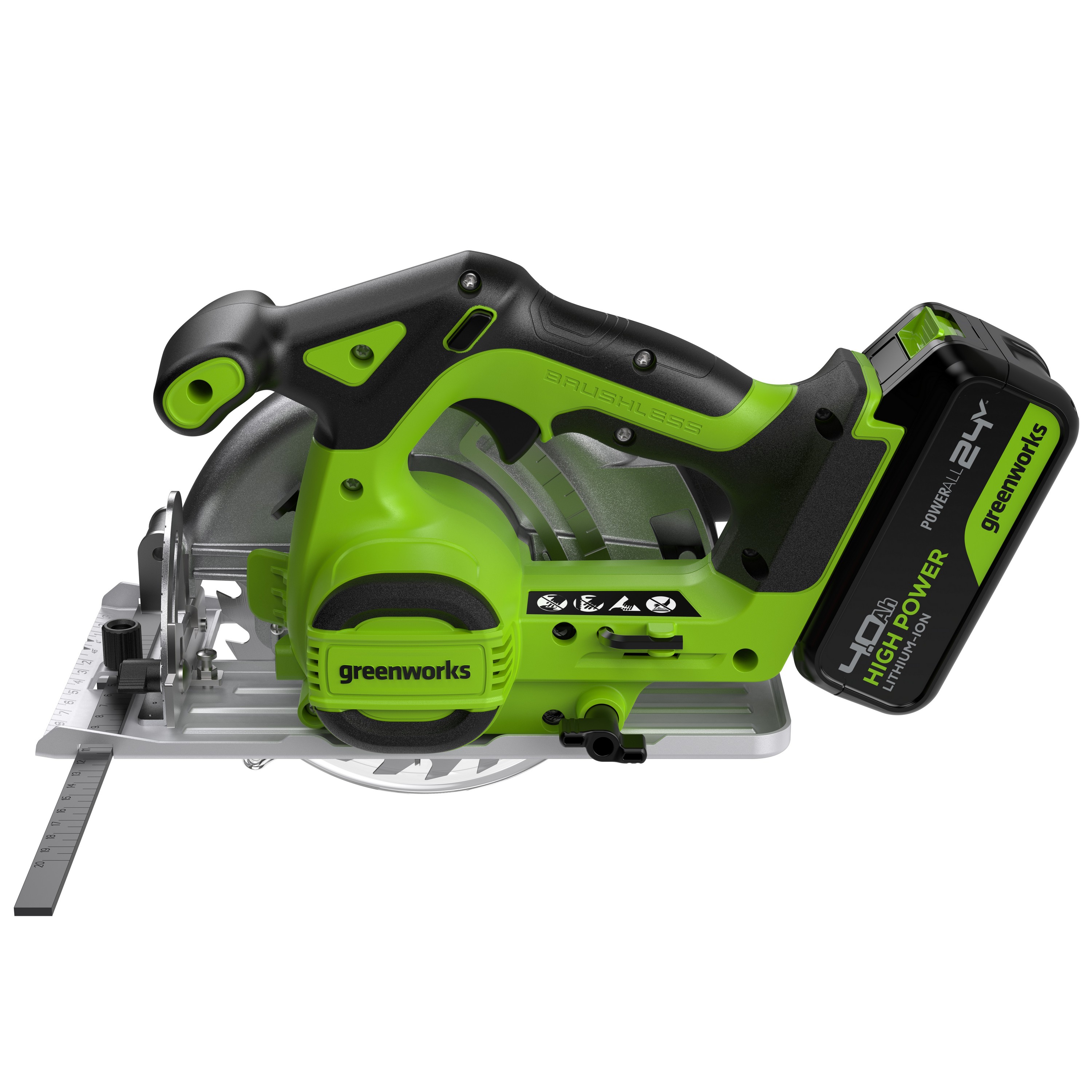 Пила циркулярная аккумуляторная Greenworks 24V GD24CS165 1501607, бесщеточная, без АКБ и ЗУ