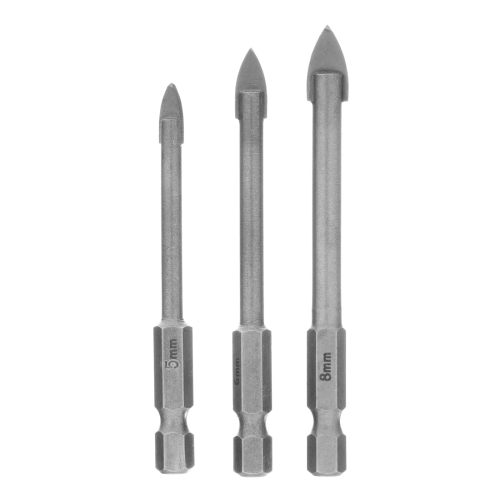 Набор свёрел по керамической плитке, 5-6-8 мм, шестигранный хвостовик
