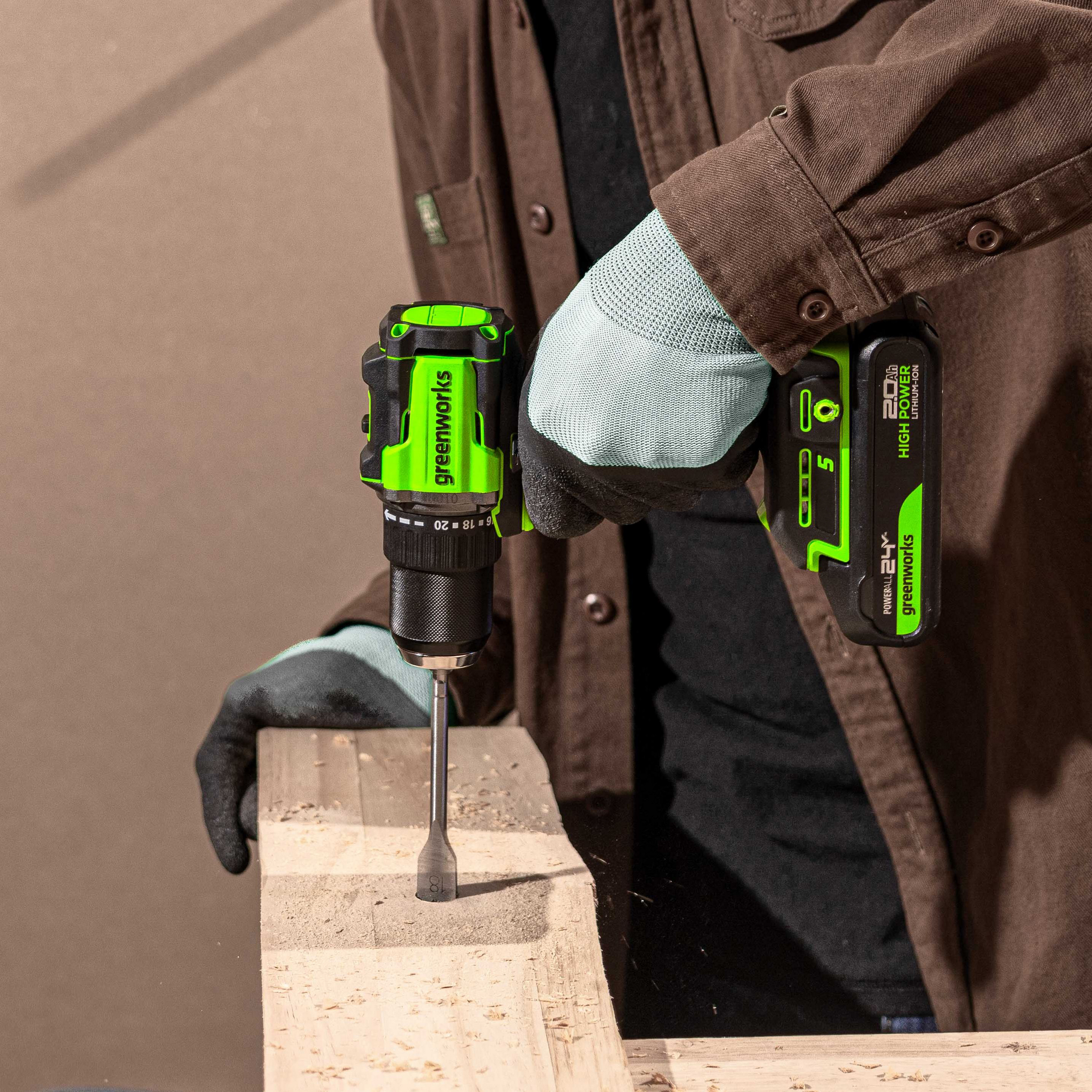 Дрель-шуруповерт 30/60 Нм аккумуляторная Greenworks 24V DD560 3708407, бесщеточная, без АКБ и ЗУ