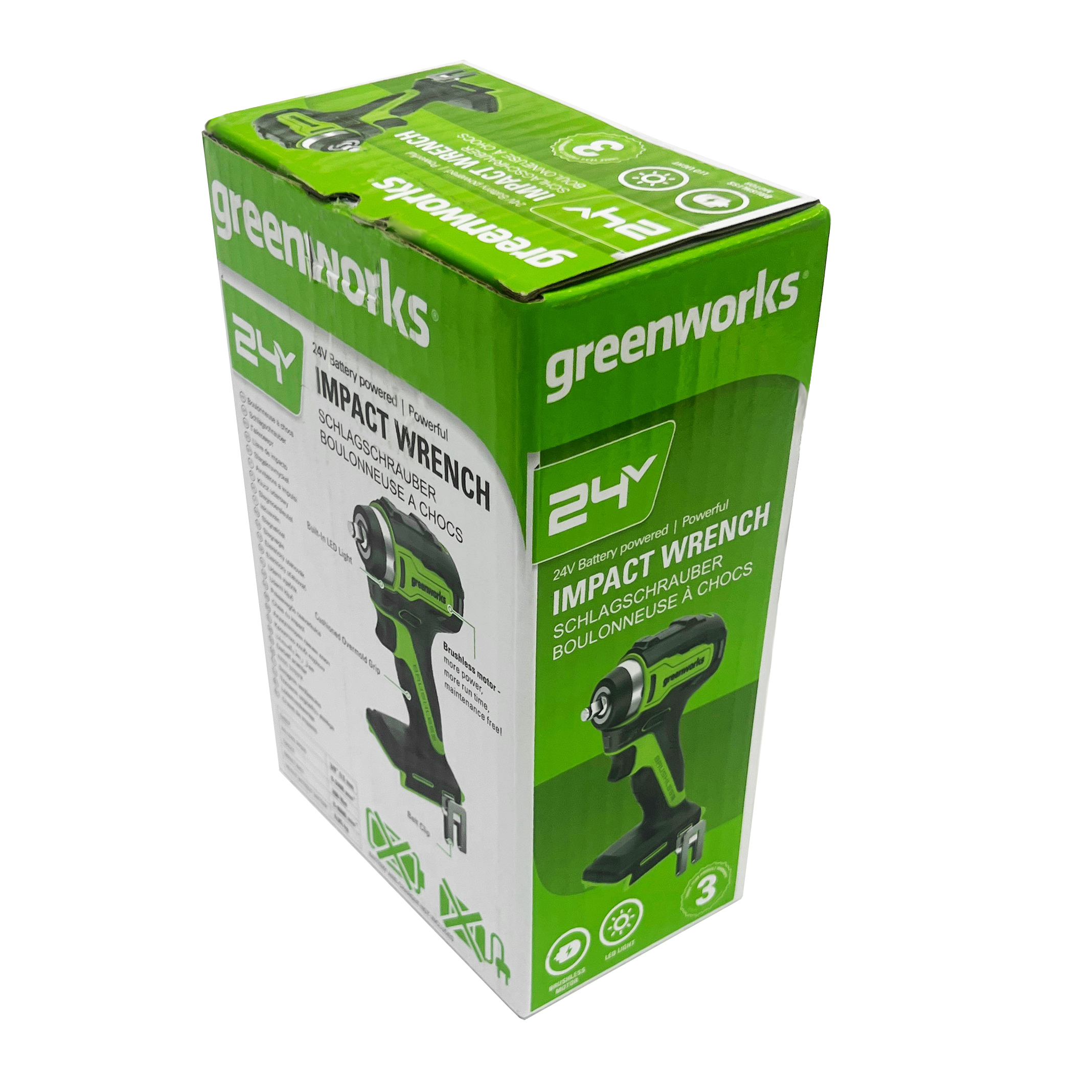 Гайковёрт ударный аккумуляторный Greenworks 24V 200Нм G24IW200 3803607, бесщёточный, без АКБ и ЗУ