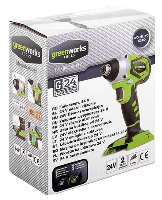 Винтовёрт импульсный аккумуляторный Greenworks 24V G24ID