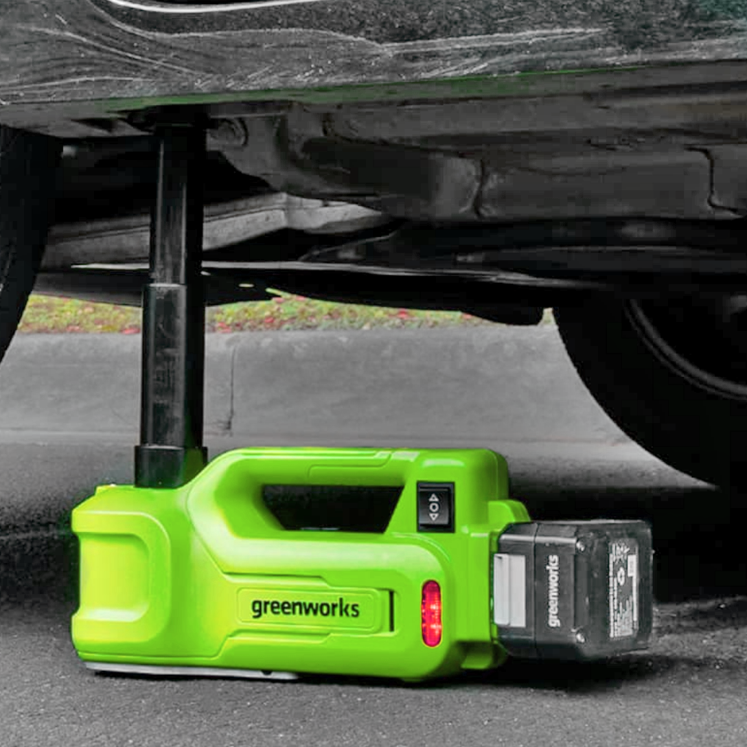 Домкрат автомобильный гидравлический аккумуляторный Greenworks 24V G24JACK 24V 3401407, без АКБ и ЗУ