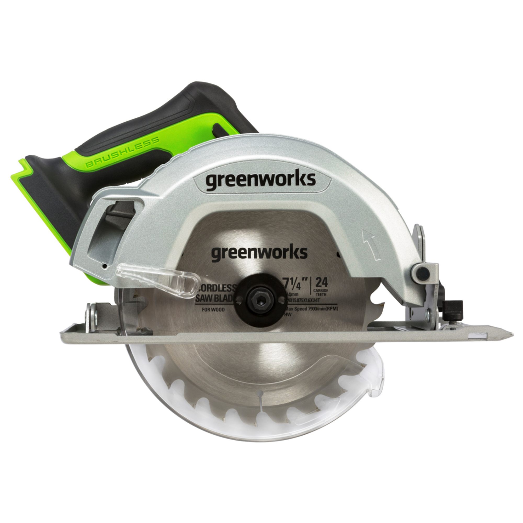 Пила циркулярная аккумуляторная Greenworks 24V GD24CS 1500907, бесщеточная, без АКБ и ЗУ