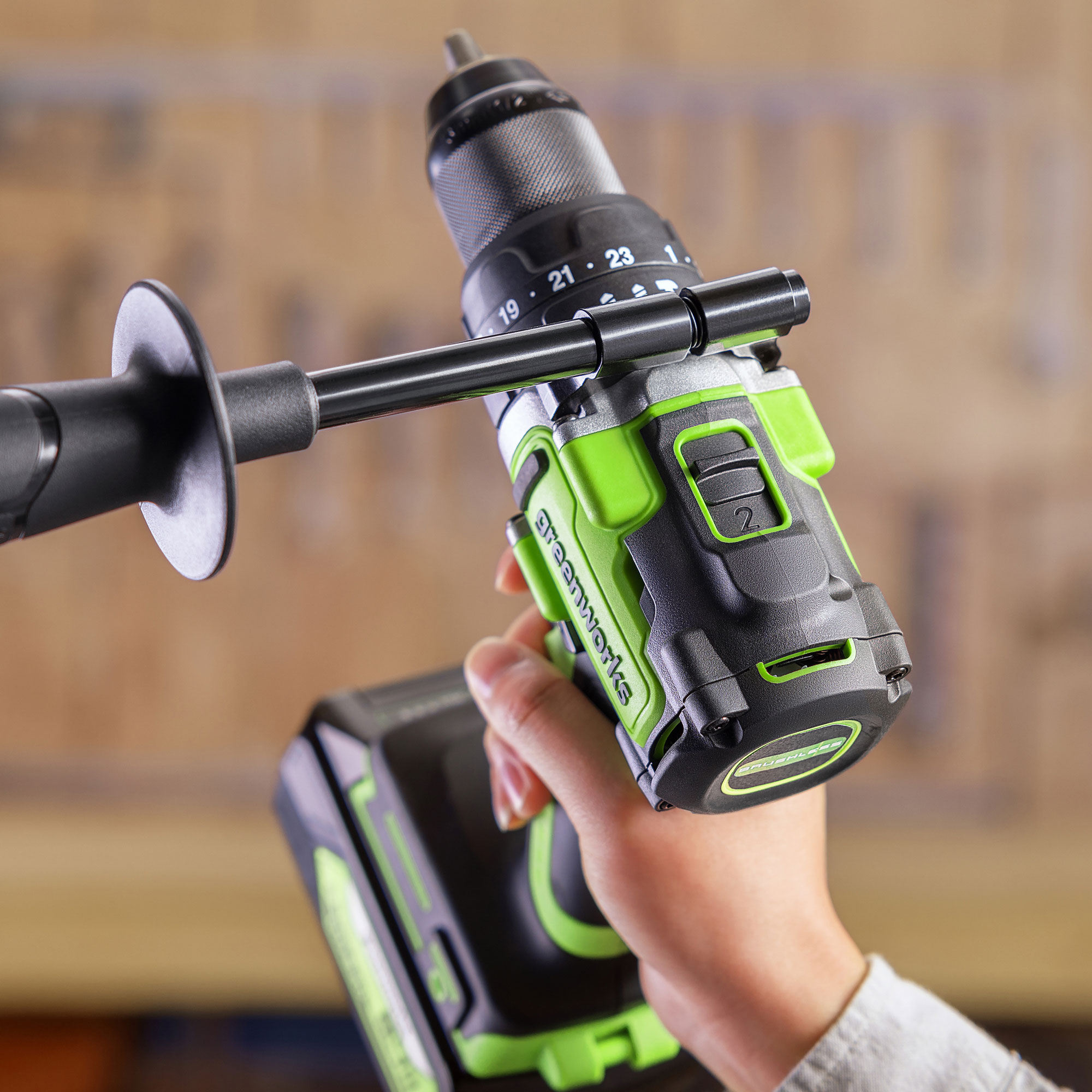 Дрель-шуруповерт ударная аккумуляторная Greenworks 24V GD24DD140 (140 Нм) 3707607, бесщёточная, без АКБ и ЗУ