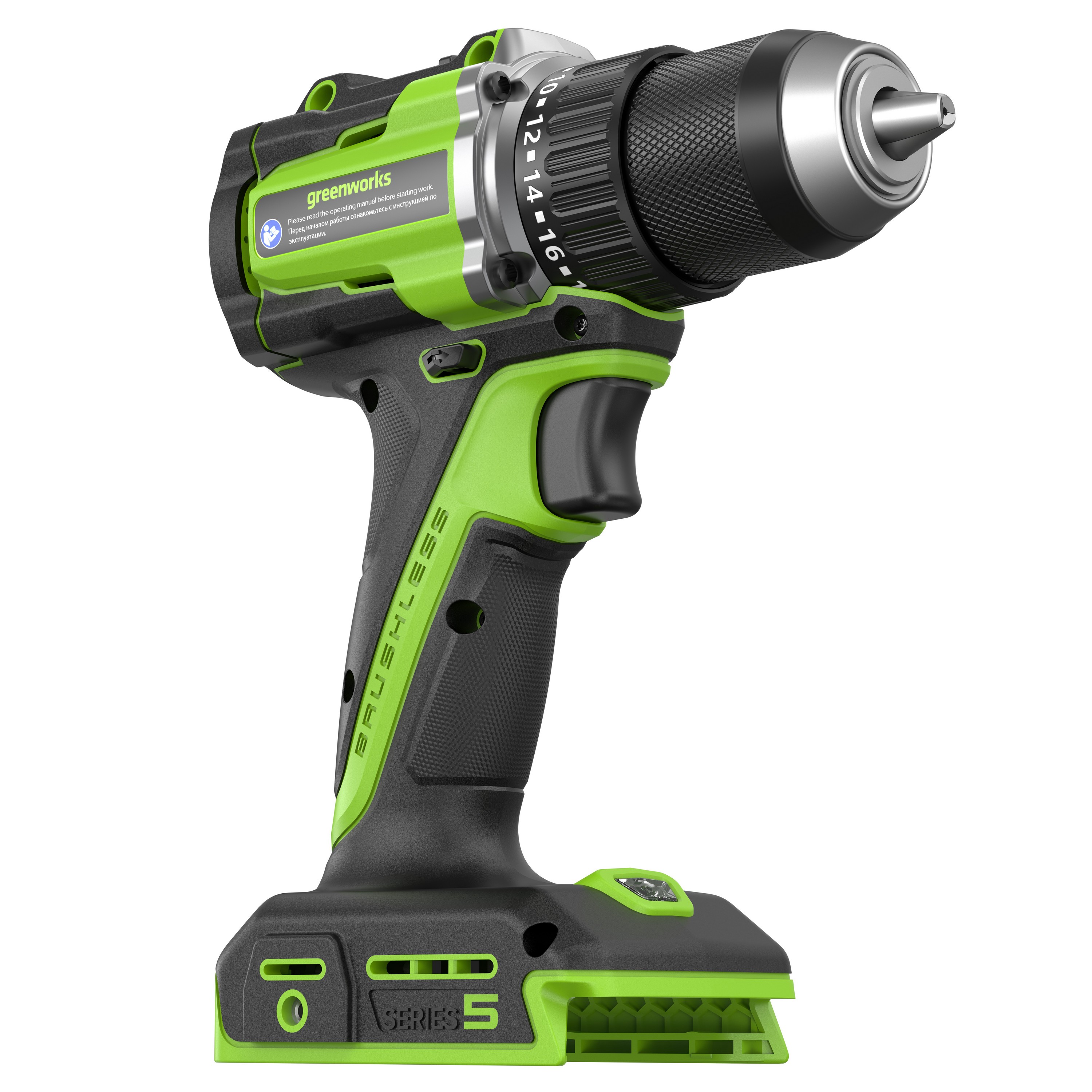 Дрель-шуруповерт 30/60 Нм аккумуляторная Greenworks 24V DD560 3708407, бесщеточная, без АКБ и ЗУ