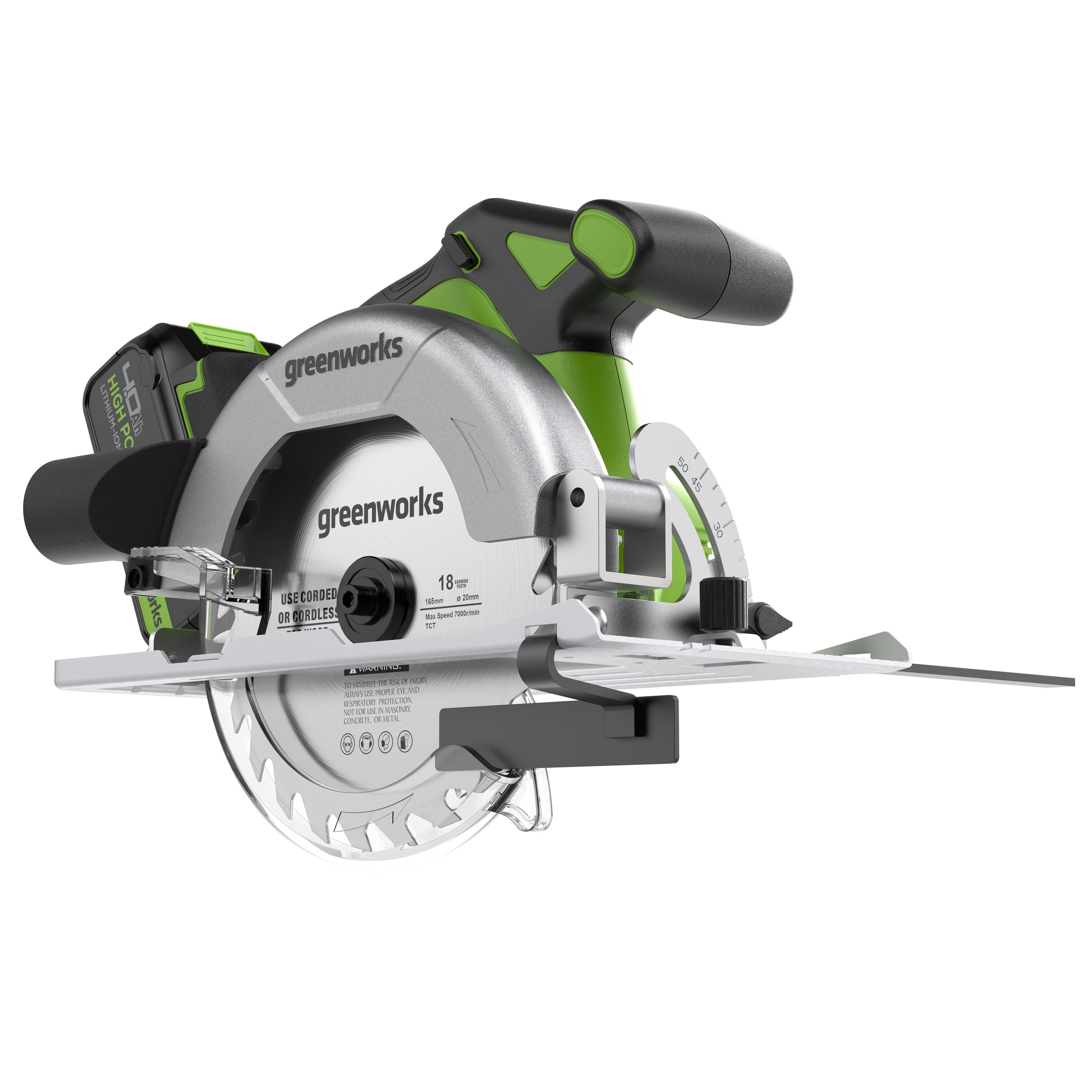 Пила циркулярная аккумуляторная Greenworks 24V GD24CS165 1501607, бесщеточная, без АКБ и ЗУ