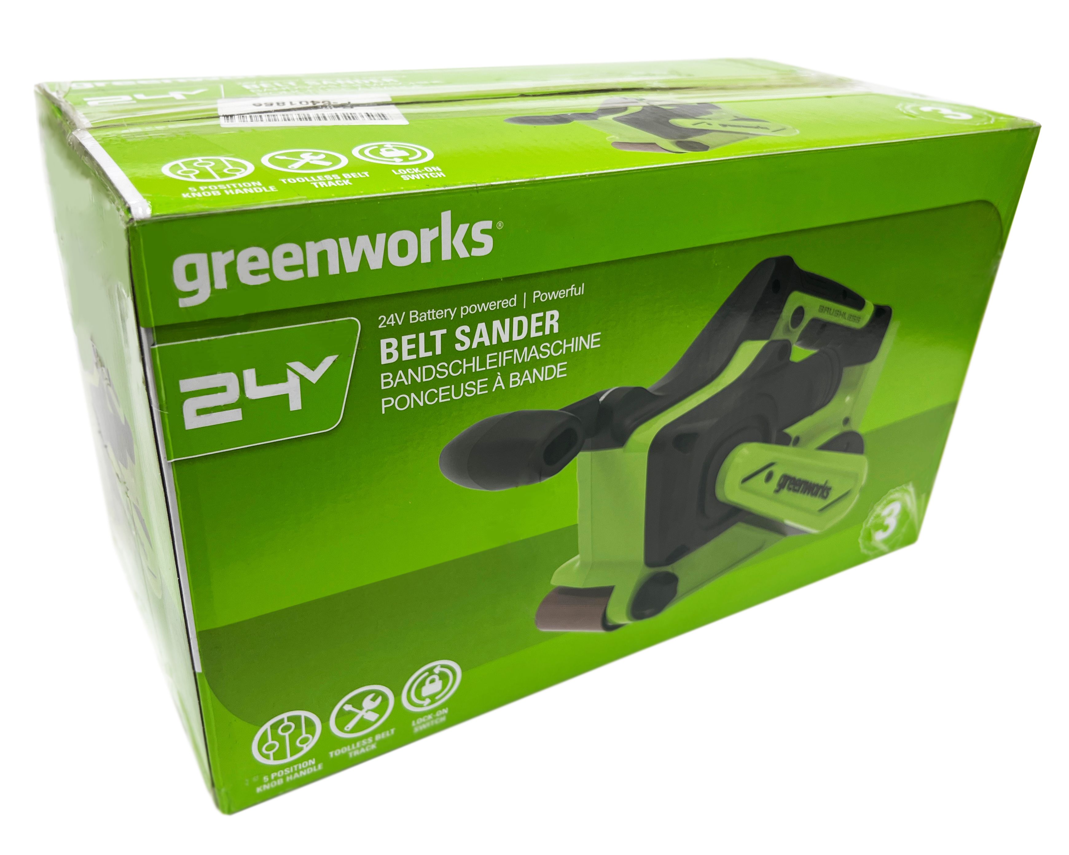 Ленточная шлифовальная машина аккумуляторная Greenworks 24V G24BS 3100607, бесщеточная, без АКБ и ЗУ