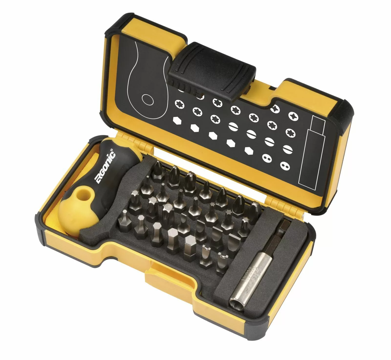 Felo Набор бит SL/PZ/PH/HEX/Tx с рукояткой ERGONIC  и битодержателем в кейсе, 30 шт 02073006