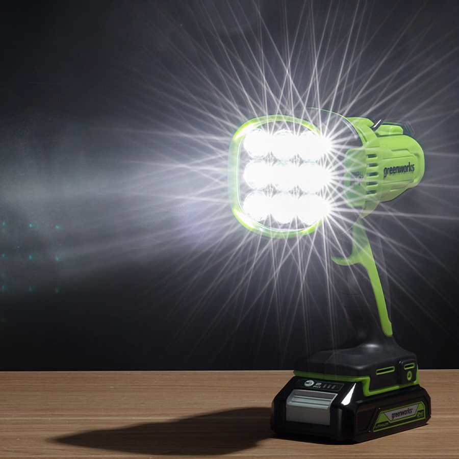 Фонарь-прожектор светодиодный (3000 лм) аккумуляторный Greenworks 24V G24SL 3401207, без АКБ и ЗУ