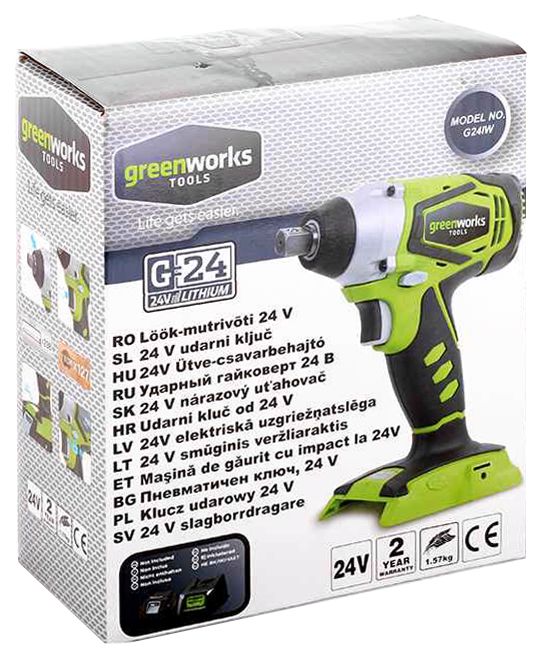 Гайковёрт импульсный аккумуляторный Greenworks 24V G24IW