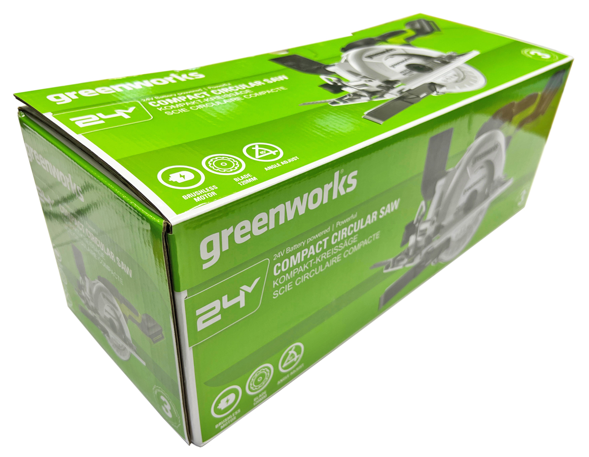 Циркулярная мини-пила 120 мм аккумуляторная Greenworks 24V G24MCS 1501207, бесщеточная, без АКБ и ЗУ