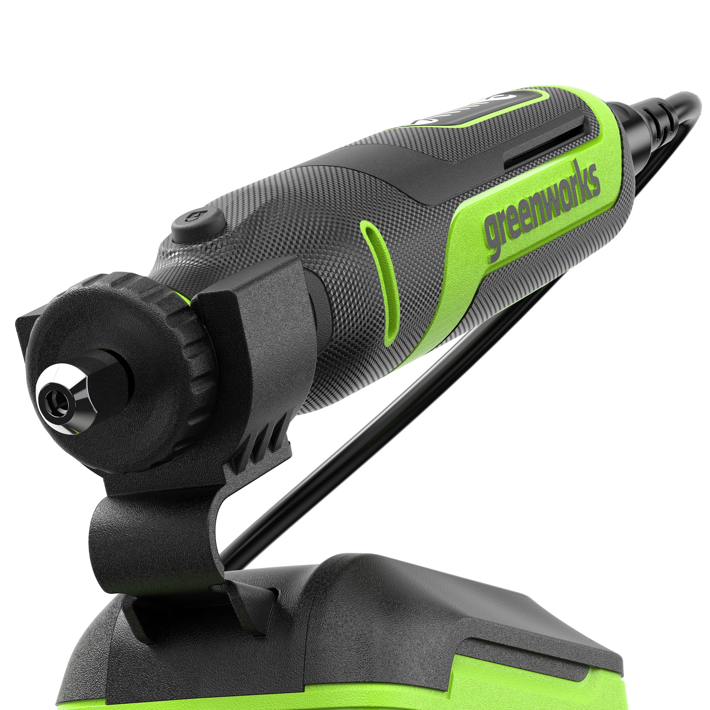 Гравёр аккумуляторный Greenworks G24RT 24V 3200807, бесщеточный, с базой и оснасткой (52 шт), без АКБ и ЗУ