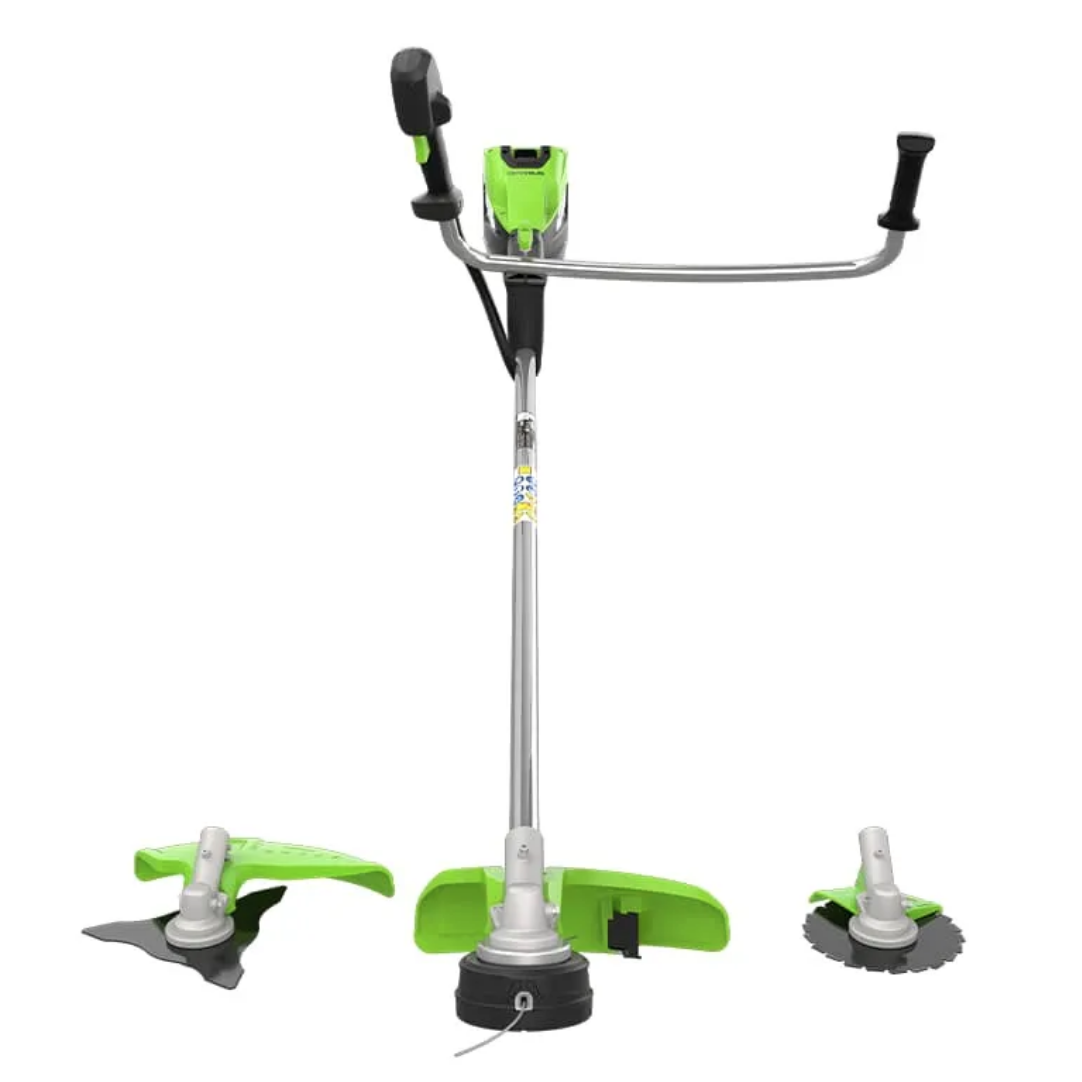 Триммер с велосипедными ручками аккумуляторный Greenworks 46 см (2 кВт) 82V TB201H 2112407, бесщёточный, без АКБ и ЗУ