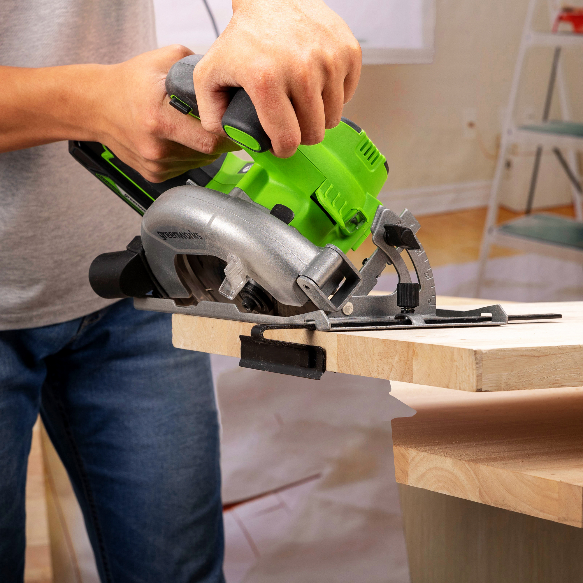 Пила циркулярная аккумуляторная Greenworks 24V GD24CS165 1501607, бесщеточная, без АКБ и ЗУ