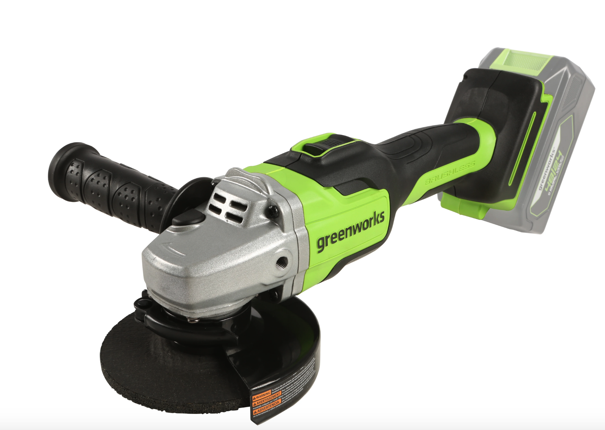 Угловая шлифмашинка (болгарка) 125 мм аккумуляторная Greenworks 24V GD24AG 3200207, бесщеточная, без АКБ и ЗУ