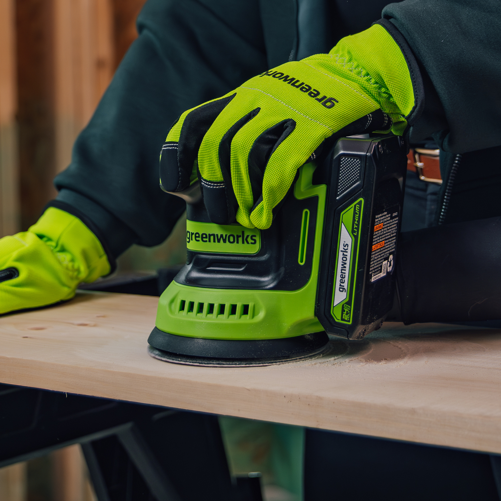 Шлифмашинка эксцентриковая 125 мм аккумуляторная Greenworks 24V OS325 3100907, без АКБ и ЗУ