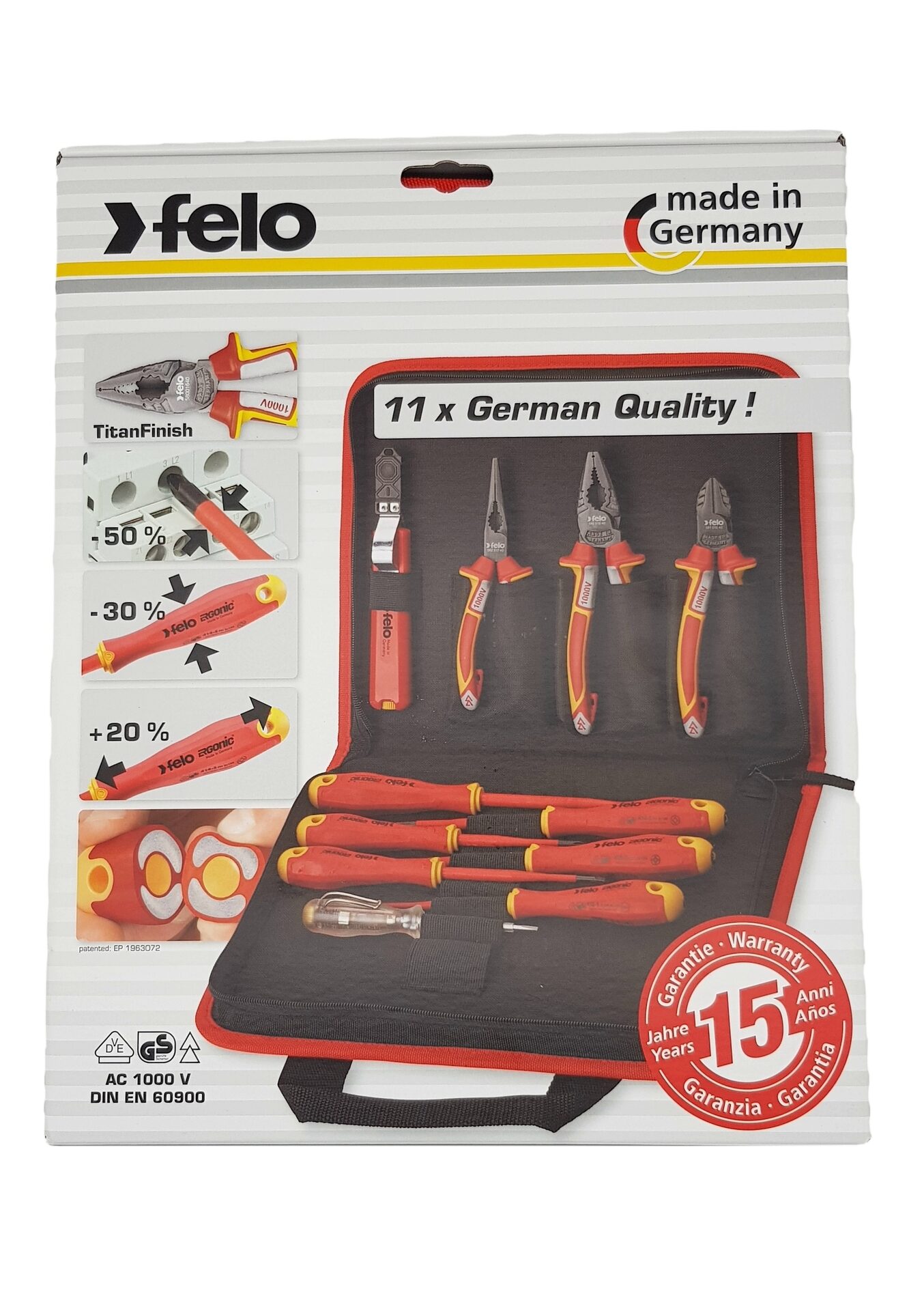 Набор электрика "FELO E-slim", серия 413 11 шт. в нейлон.кейсе. FELO 413 811 04