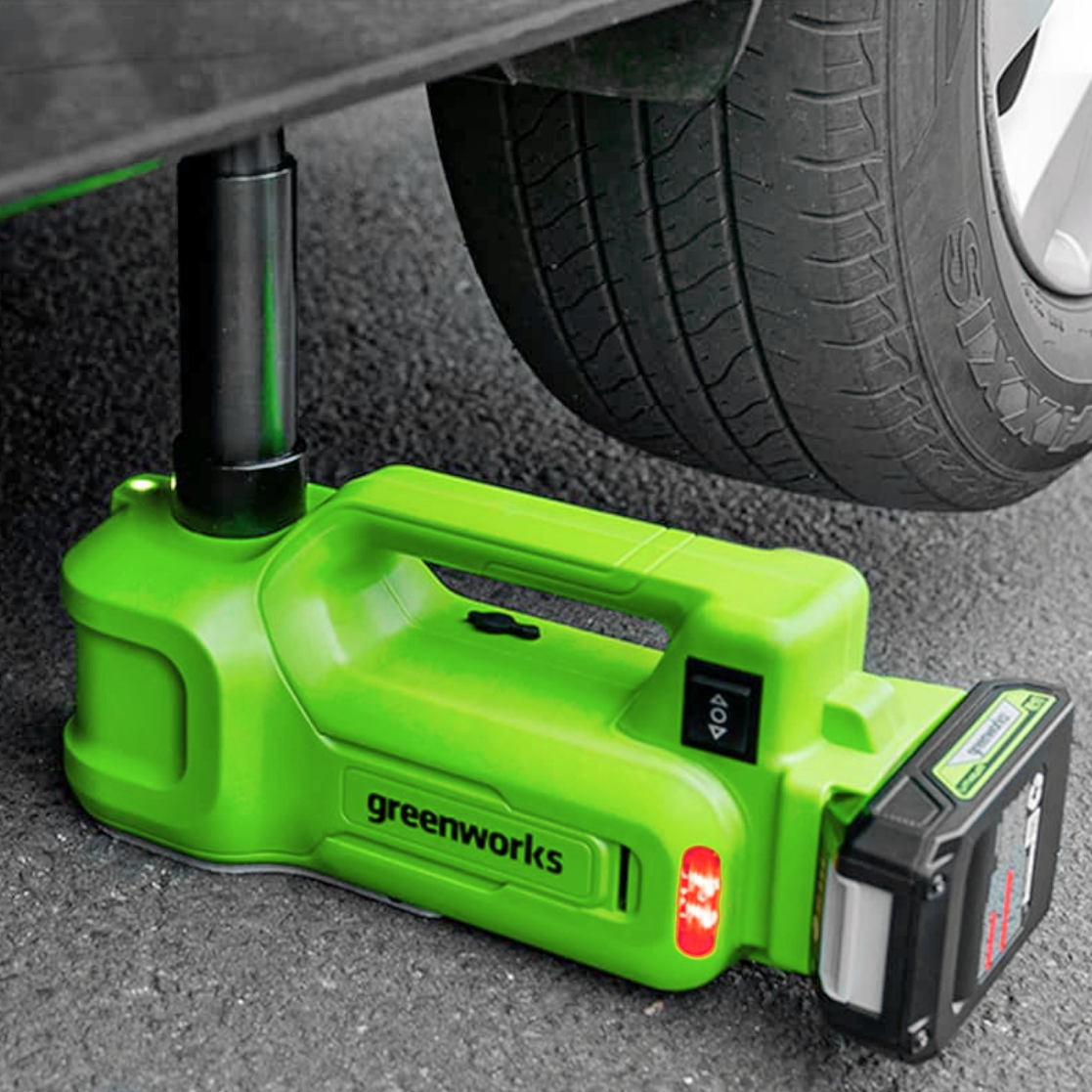 Домкрат автомобильный гидравлический аккумуляторный Greenworks 24V G24JACK 24V 3401407, без АКБ и ЗУ