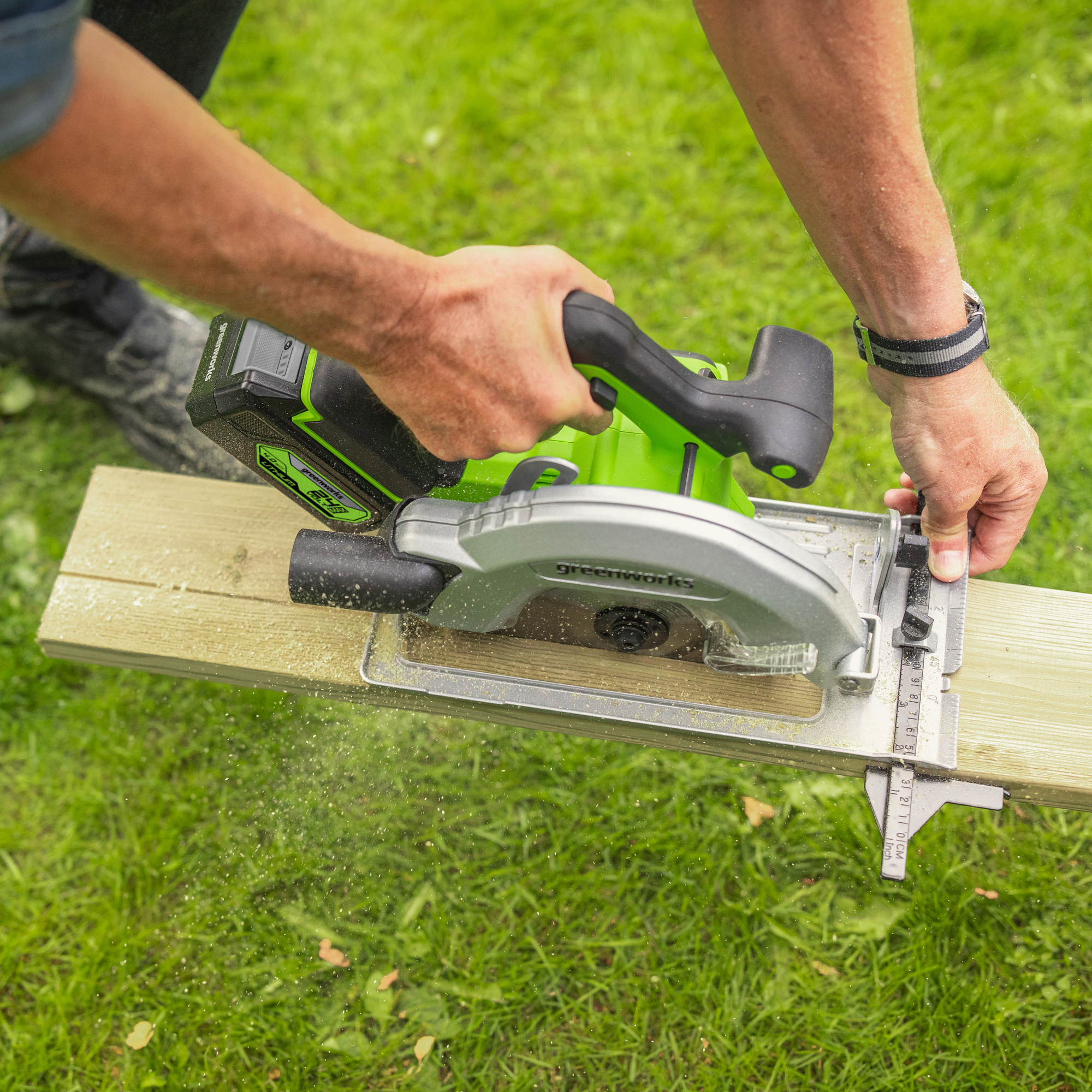 Пила циркулярная аккумуляторная Greenworks 24V GD24CS 1500907, бесщеточная, без АКБ и ЗУ