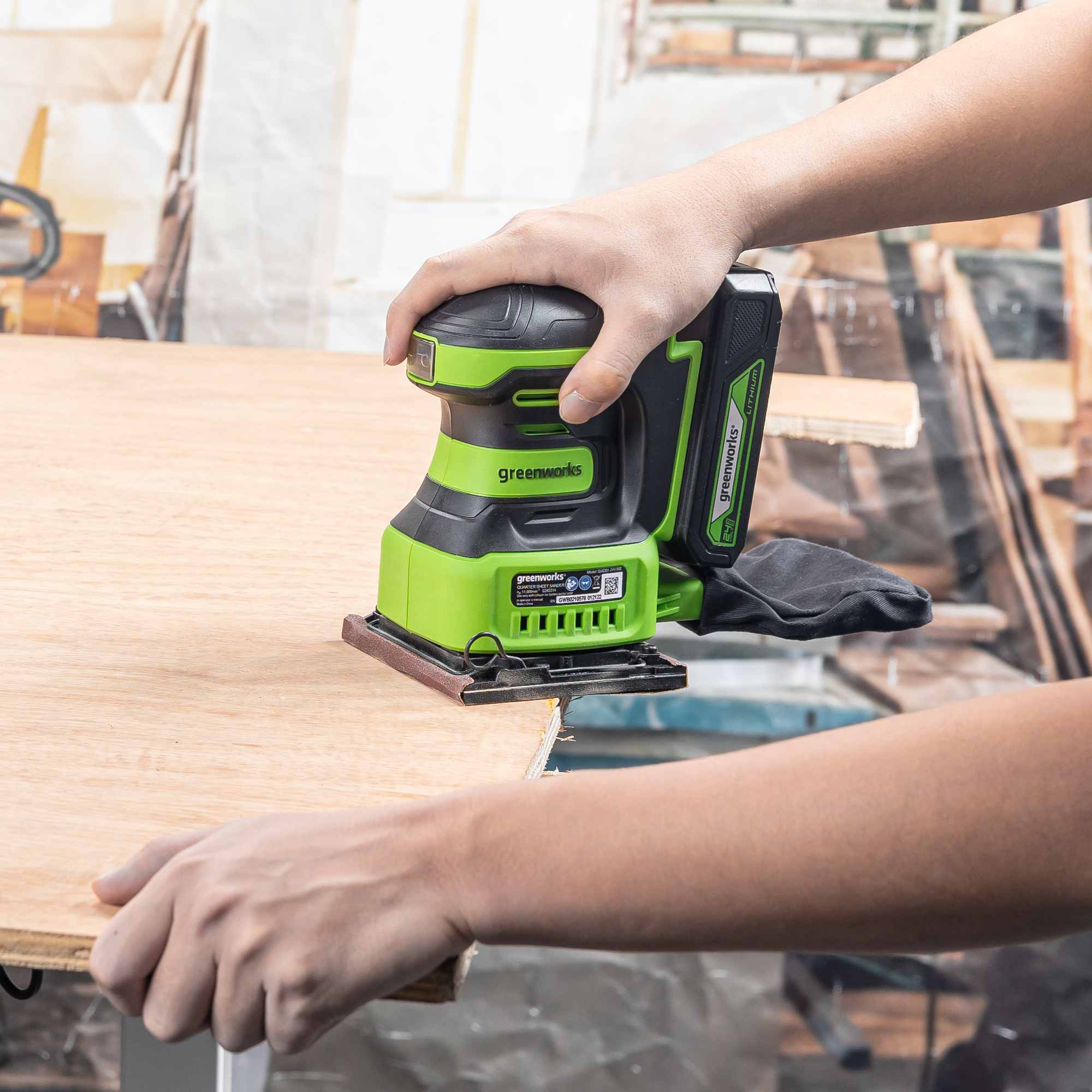 Плоскошлифовальная машина аккумуляторная Greenworks 24V G24SS14 3100507, без АКБ и ЗУ