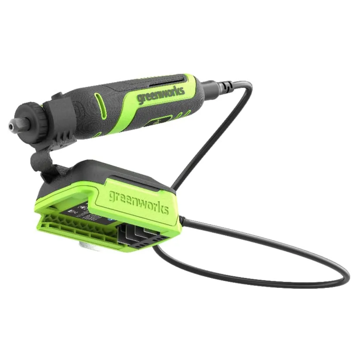 Гравёр аккумуляторный Greenworks G24RT 24V 3200807, бесщеточный, с базой и оснасткой (52 шт), без АКБ и ЗУ
