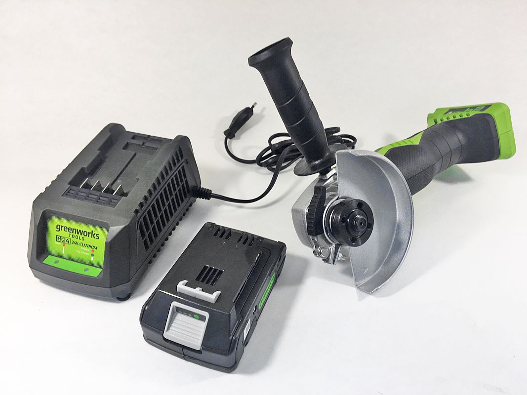 Угловая шлифмашинка болгарка аккумуляторная Greenworks 24V G24AG